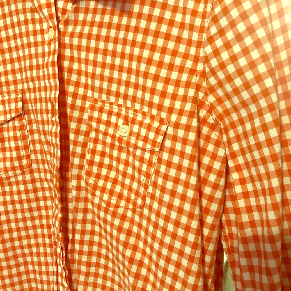Red/orange gingham button down